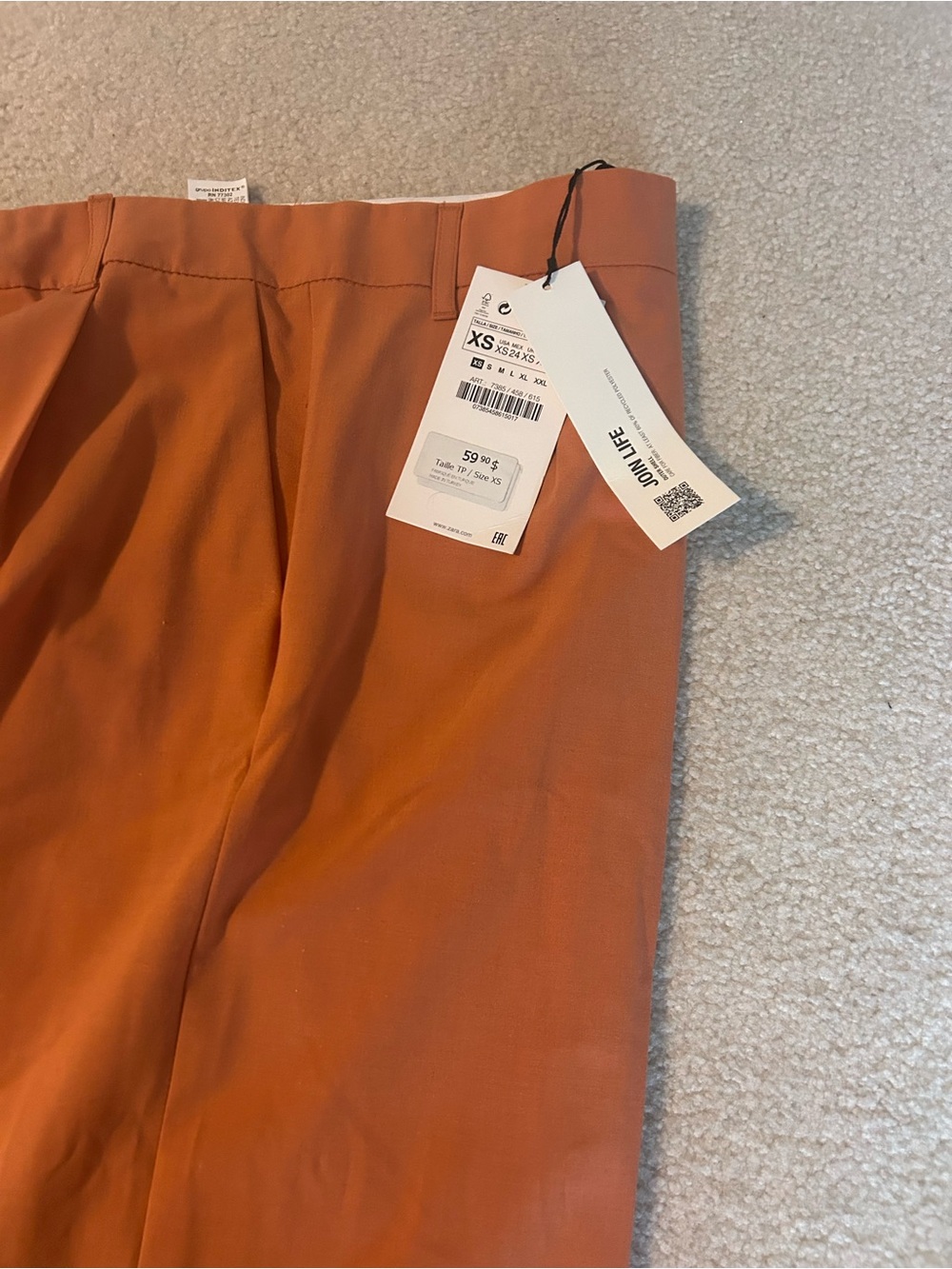 Zara Rust Orange High-Waist Trousers - XS